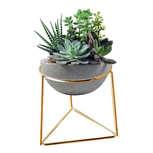 Ceramic Flower Pot Geometric Metal Rack Garden Plant Display Stand Holder Home Decoration Flower Stand tray support for flowers
