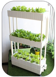 Movable smart planter for home use vertical horticultural hydroponics system with grow lights