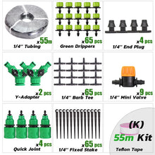 Load image into Gallery viewer, RBCFHI 5-60M 1/4&#39;&#39; Automatic Micro Drip Irrigation System Garden 8 Hole Spray Self Watering Kits With Adjustable Green Dripper
