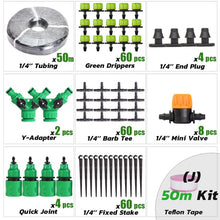 Load image into Gallery viewer, RBCFHI 5-60M 1/4&#39;&#39; Automatic Micro Drip Irrigation System Garden 8 Hole Spray Self Watering Kits With Adjustable Green Dripper
