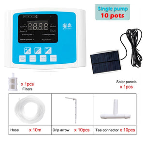 Garden Drip Irrigation Device Double Pump Controller Timer System Solar Energy Intelligent Automatic Watering Device for Plants